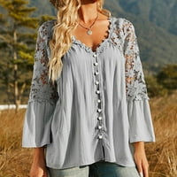Ženska ljetna svilena majica V rect gumb dolje majice Ženski pokloni za njenu XL crnu