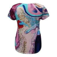 Majice za žene Modni dobri pogled cvjetni tiskani V-izrez Labavi kratki rukav gornji majica TOP bluza
