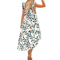 UUBLIK ženska ljetna haljina bez rukava s rukavima s rukavima s kratkim izrezom Cvjetni labavi protočni