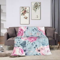 Romantični ružičasti cvjetni uzorak baca pokrivač, lagana ugodna boja za bacanje za kauč, 60 x50 baca