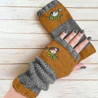 Klirence termalne rukavice za žene pletene rukavice rukavice zimske pletene rukavice toplo plus velvet vezene vanjske rukavice, narandžaste