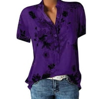 Susanny Womens Tops Business Casual Henley Strait sa džepom Ljetne košulje Dugme Down kratki rukav Ženska