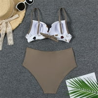 IOPQO kupaći kostim žene Modne žene Print bikini set Visina struka kupaći kostimi Push-up podstavljeni