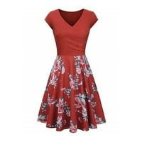 Ljetne haljine za žene Dressing Plus size casual v-izrez cvjetni print Slim Fit Tunic Haljina s kratkim