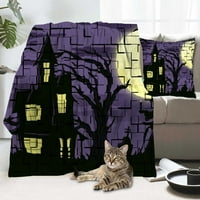 Halloween Dekorativni pokrivač s jastukom, BAT pokrivač za dnevni boravak Dekor za spavanje, 147,52x59