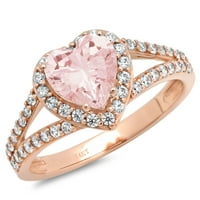 1.49ct srce ružičasti simulirani dijamant 18k ružičasti ružičasti zlato graviranje godišnjice Angažovane