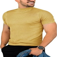 Muški casual tanka majica s kratkim rukavima Turtleneck T majica prstiju pleteni pulover džemper