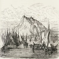 Pogled na Alicante, Španiju u 19. veku. Iz El Mundo en La Mano, objavljeno 1878. Print plakata