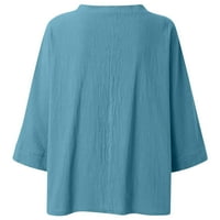 Safuny ženske pamučne posteljine fit košulje pero Ispis pulover Trendne košulje padajući rukav V izrez