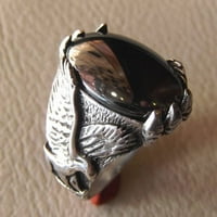 HEMATITE EAGLE prsten, prirodni hematit muški prsten, unizorski prsten, srebrni nakit, srebrni prsten,
