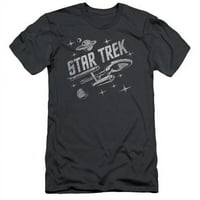 Trevco Star Trek - kroz svemir - 30-kratki rukav za odrasle 30- TEE - CHARCOAL- mali