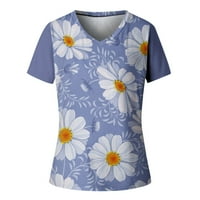 Žene casual majica cvjetni v vrat kratkih rukava bluza za bluzu za corset vrhove dame izlazi plus veličina