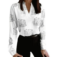 Ženski dugi rukav V izrez sa labavom tiskanom majicom Top casual majica