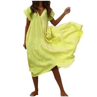 Ljetne haljine za žene Formalne V izrez kratki rukav Soild Color Šifon nepravilna hamba za boju
