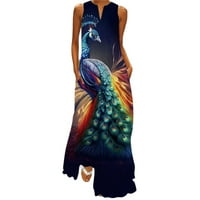 Wozhidaoke haljine za žene Ummer casual bez rukava V izrez Maxi Labava haljina Boho Beach Dug Senderss