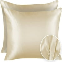Luksuzni satenski jastučnica za kosu i kožu standardni satenski jastučnica sa patentnim zatvaračem, bjelokosti - blissford