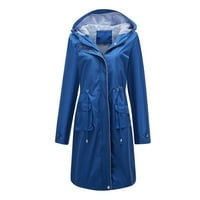 Kaputi za žene Solidne otvorene jakne s kapuljačom s kapuljačom Vjetrootporni plavi XXL