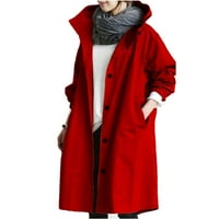 Kaput ženska jesen i zima casual ženski temperament struka dugih rukava sa dugim rukavima crvena 5xl