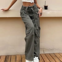 Odeerbi Tergo hlače Žene Lounge hlače Street stil Trendy Design Sense Multi džepni kombinezon za crtanje