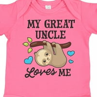 Inktastic Moj sjajan ujak voli me sa Sloth and Hearts Daft Baby Boy ili Baby Girl Bodysuit