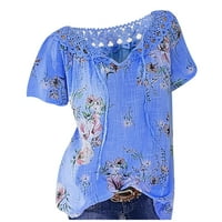 Amousa Women Ljeto Ležerne prilike s tiskanim rukavima s rukavima V-izrez bluza majica majica majica za žene