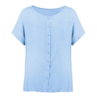 Paille ženske bluze kratki rukav na vrhu majica dolje majice Elegantna radna tunika majica plava 8xl