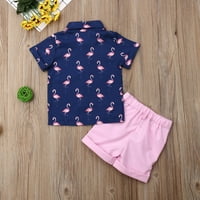 Wassery Kids Boys Odjeća za odjeću Flamingo Ispis kratkih rukava košulje na silama SOLD Boja kratke
