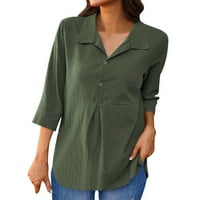 Dolje na vrhu casual bluze fit majice pamučne platnene rukave labave i drešene ženske majice