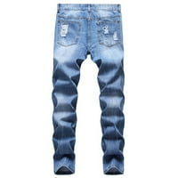 Traperice za muškarce raštrkani muškarci visokog krajnjeg nostalgičnog lakiranja vitkih montaža Jeans plavi s