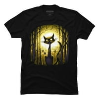 Derpy Halloween Cat u plamenu bundeve Muške crne grafički tee - Dizajn ljudi M