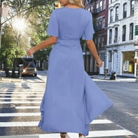 ManXivoo haljina s kratkim rukavima Ženska kratka rukava V izrez Slim haljina Ljetna haljina Ljetne