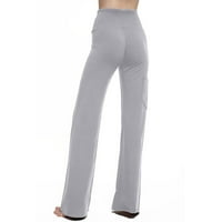 Bootcut joga hlače za žene casual visoke strukske ravne noge Palazzo hlače s džepovima Bootleg Workout