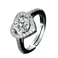 Baccoc Pribor Diamond Angagement obećaj srebrnim solitaire okrugli sterling prsten sa platinama pozlaćenog kondiranja Moissine imitacijski prsten za žene prstenove prstenove višebojne
