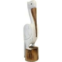 Camphor Pickford Čvrsta drvena pelikana, otprilike 24 visoka, ručna isklesana u nemilosrdnoj bijeli finiš