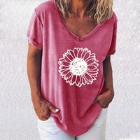 Novelty majica za žensku majicu plus veličina modna ležerna majica s kratkim rukavima labav tee vrhovi bluza ženski pulover vruće ružičaste xl