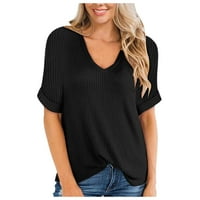 Ženske vrhove Žene majica kratkih rukava Casual bluza Top majica Black