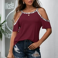 Kakina s ženskim ljetnim majicama odobrenje moći ženski kratki rukav hladan ramena okrugli vrat casual top majica bluza