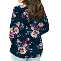 Ženske košulje stabilne odjeće Ženska plus veličina Modna majica s dugim ovratnikom Dugih rukava Cvijet