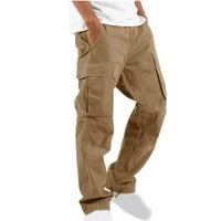 Lilgiuy Muškarci Solid Ležerne prilike s više džepa na otvorenom Vanjski tip Fitness hlače Teretne hlače