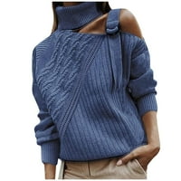 PIMFYLM Ženski pulover Dukseri pulover Duge rukav plavi 2xl