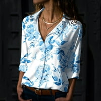 Honeeladyy popust na ružinu ružinu košulje za žensko dugme dugih rukava na vrhu navratnika na vrhu je meka udobna bluza tanka redovna majica
