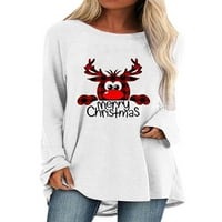 Kapreze Ženska majica Crew Crt Crab Print Majica Odjeća za odjeću Dugi rukavac White S