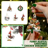 TureClos božićni privjesak piletina sa božićnim šeširom šal božićno drvce viseći ukras za odmor ukras