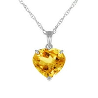 Galaxy Gold 3. Carat 14K 22 Čvrsta bijela zlatna ogrlica sa prirodnim citrinom u obliku srca