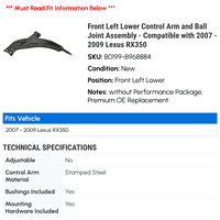Prednja lijeva manja upravljačka ruka i sklop zgloba kuglice - kompatibilan sa - R 2008
