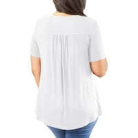 Plus veličine kratkih rukava na vrhu okruglog vrata čvrste majice čipke patchwork bluza za žene