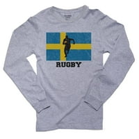 Švedska Olimpijska - ragbi - zastava - silueta Muška majica dugih rukava