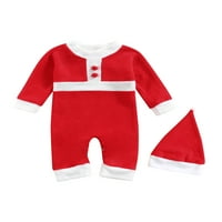 Izhanske novorođene dječje djevojke Božićna topla odjeća Santa Claus Romper Coral Fleece Smumsuit +