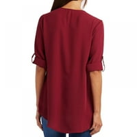 Ženski dugi rukav V CHIFFON Bluze za izrez vrhovi zatvarače poslovne majice