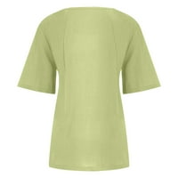 Bluze za slobodno vrijeme kratkih rukava cvjetni modni okrugli izrez za žene Fluorescentne zelene s